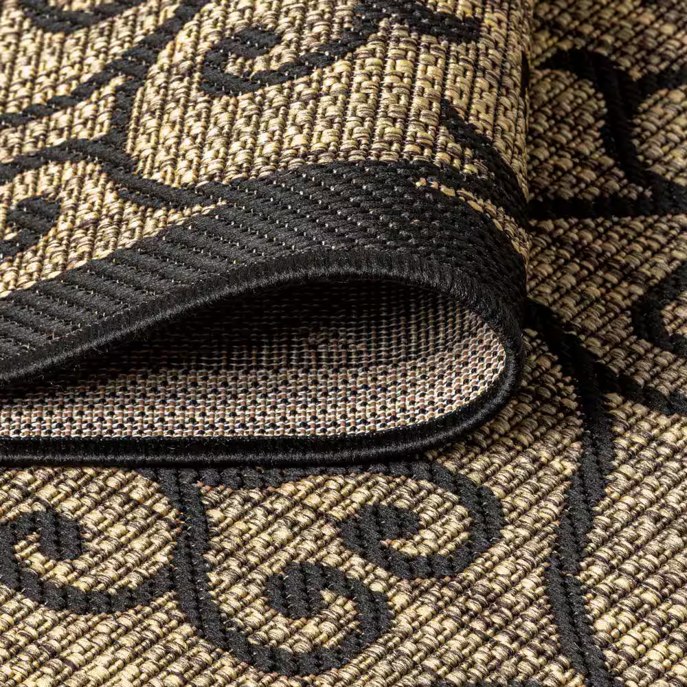Madrid Vintage Filigree Black/Khaki 7 Ft. 9 In. X 10 Ft. Textured Weave Indoor/O