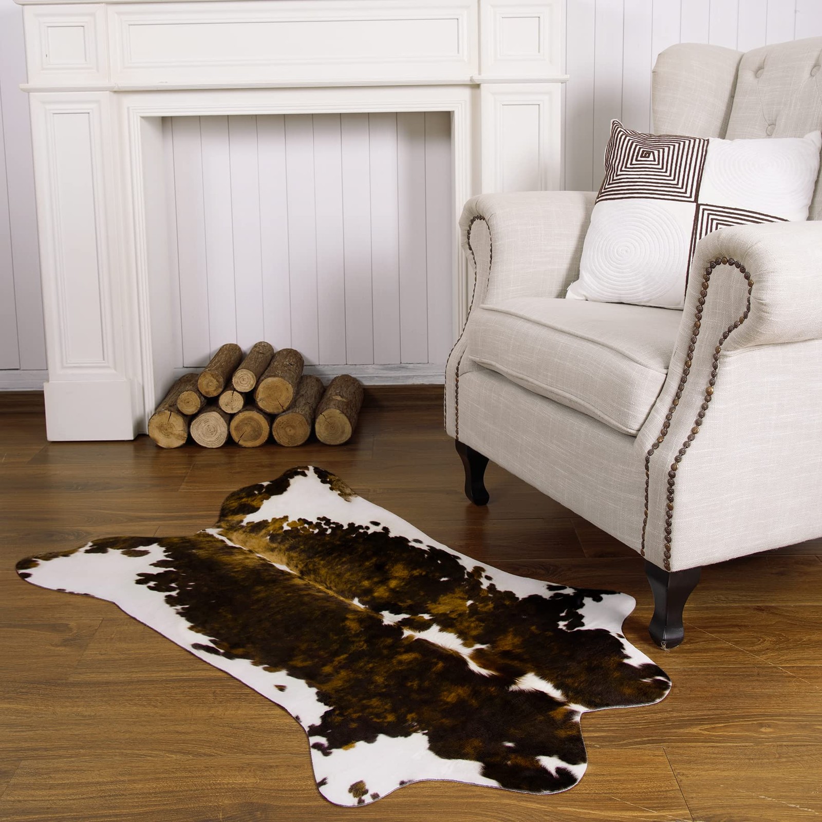 Cowhide Rug Small Cow Print for Bedroom Living Room Dark Brown 3.6 x 2.3 Feet