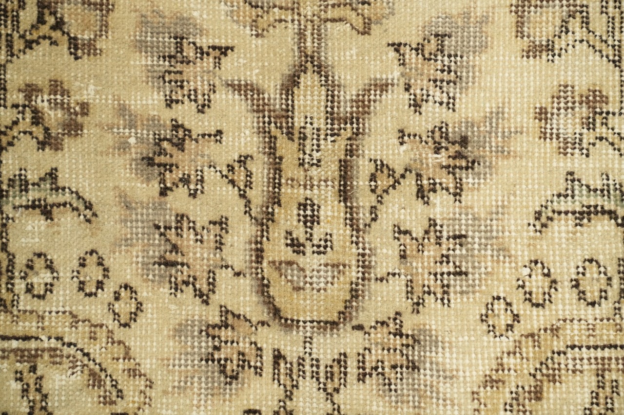 Beige &Taupe Anatolian Hand-Knotted Wool 5×9 Distressed Area Rug