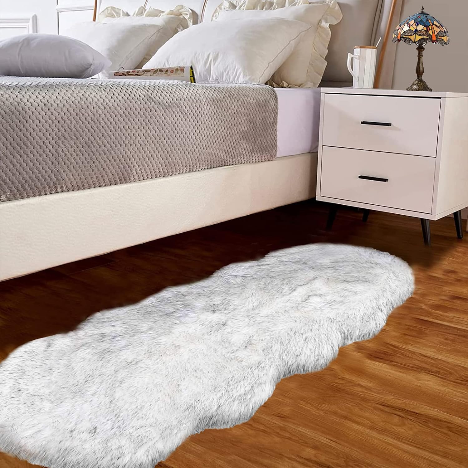 Pink Fur Rug for Bedroom Sheepskin Rug 2X6 Fluffy Runner Rug Dorm Fuzzy Furry Cu