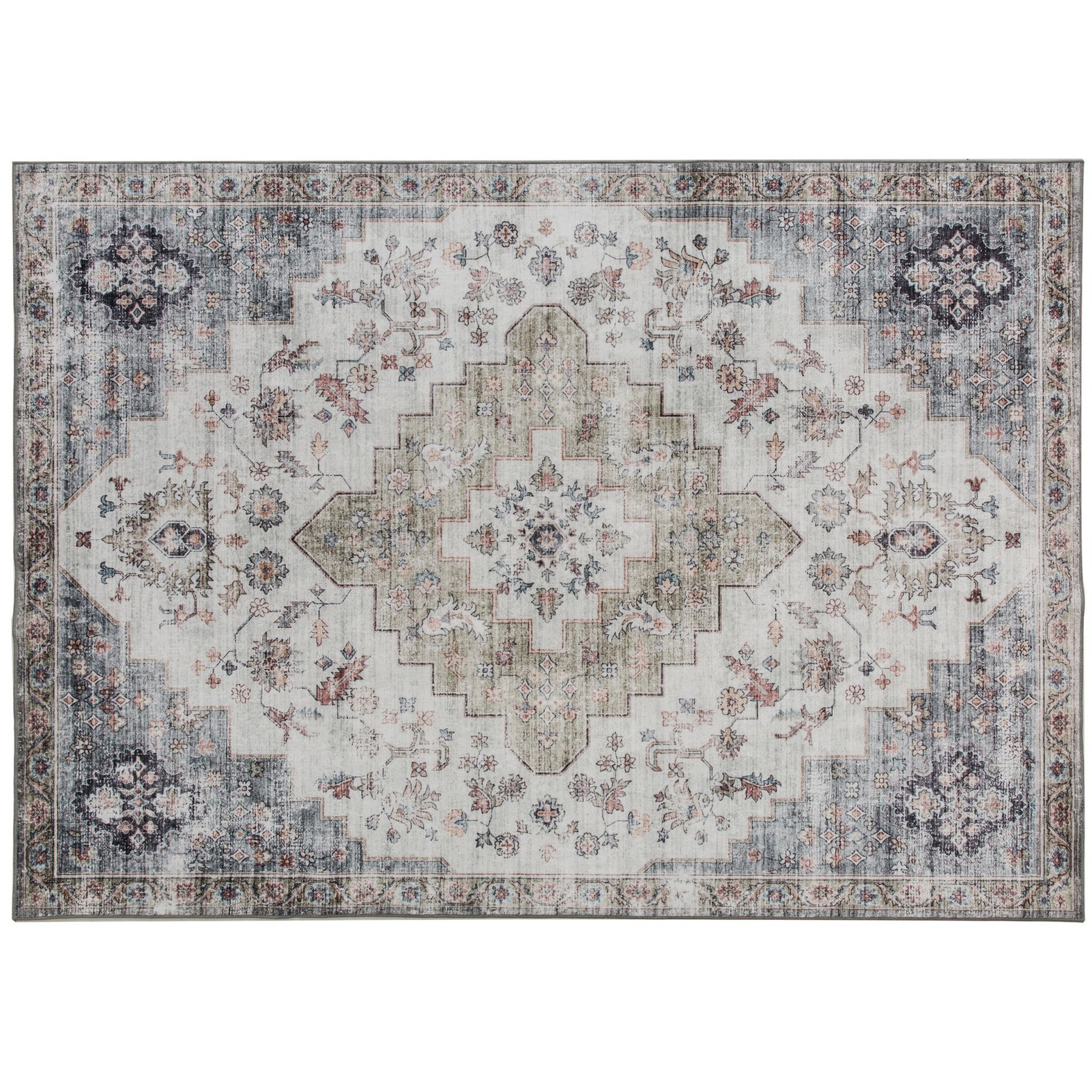 4×6 area rug soft yet durable non-slip vintage style brown and green