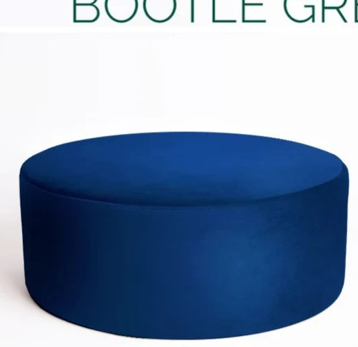Handmade Velvet Pouf: Dark Navy Ottoman, Minimalist Footstool