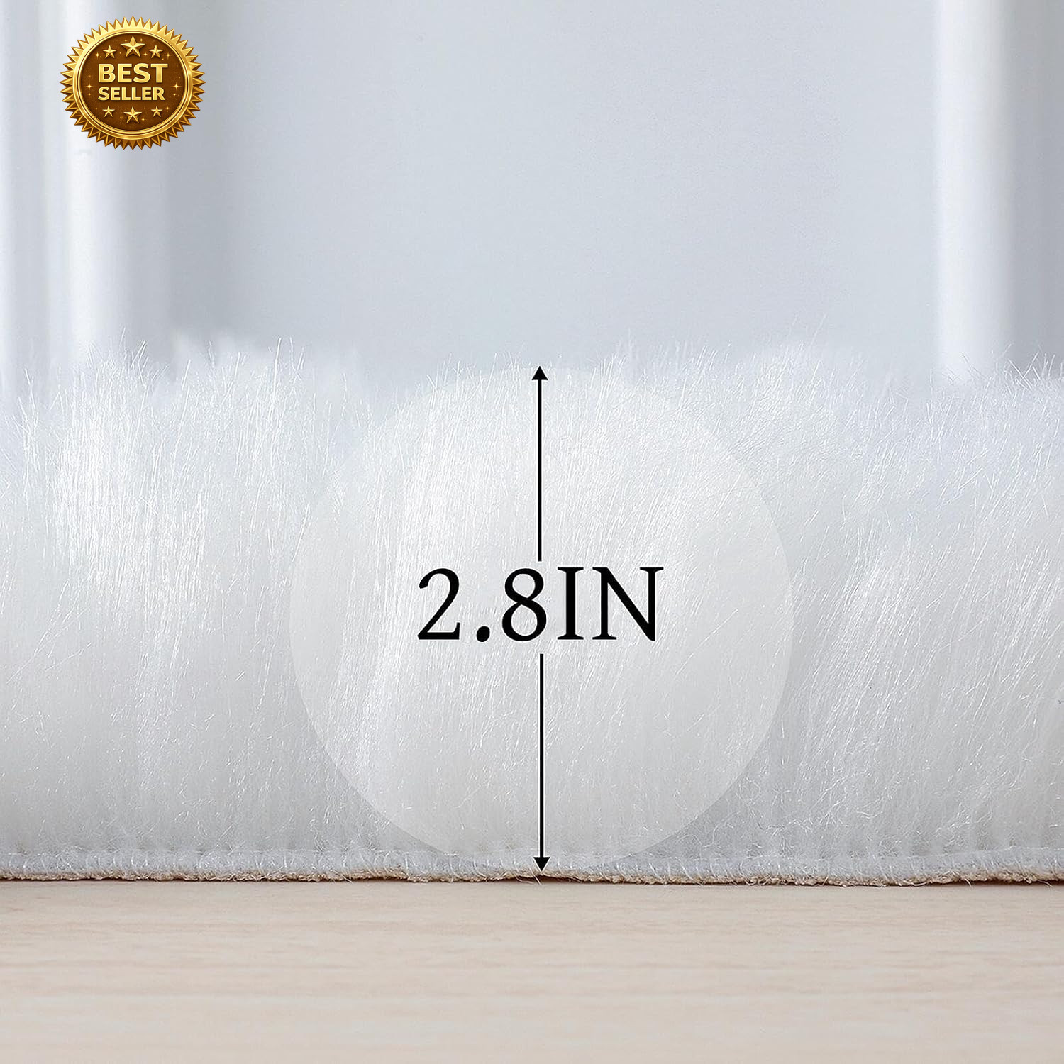 Faux Fur Sheepskin Fluffy Shag Fuzzy Rug, White, 2X6 Ft Runner | High-Density Cu