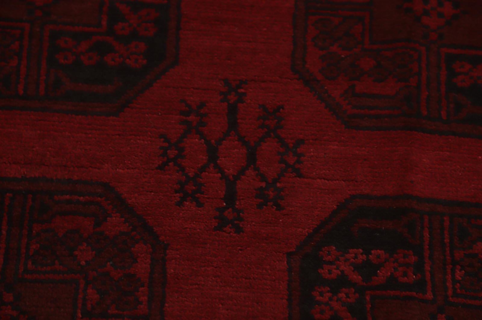 Red Balouch Afghan Area Rug 8×11 Hand-Knotted Elephant Foot Pattern Wool Carpet