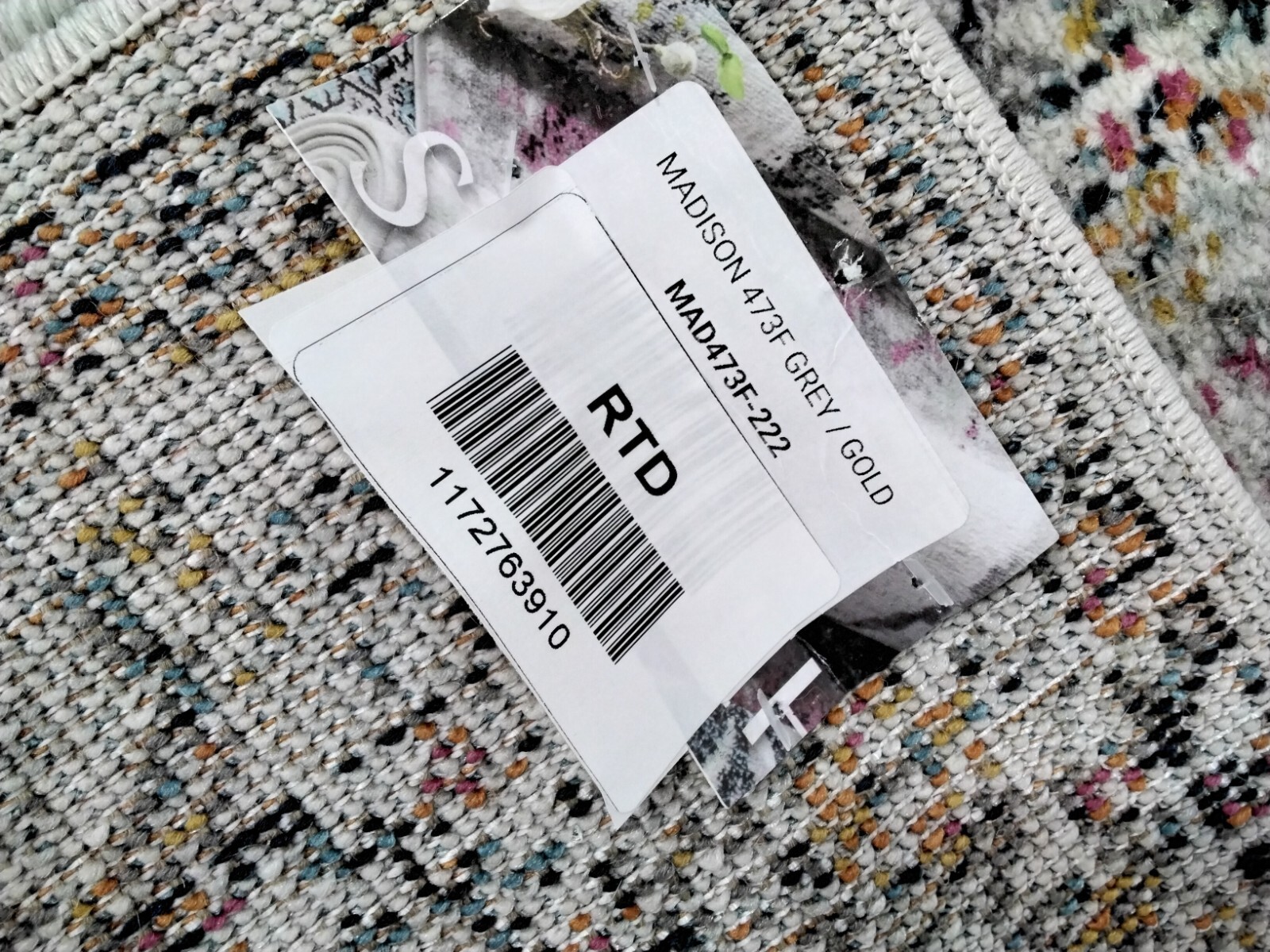 GREY / GOLD 2′-2″ x 22′-0″ Back Stain Rug, Reduced Price 1172763910 MAD473F-222