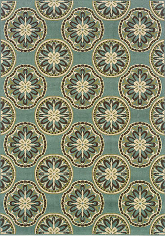 5×8 Sphinx Circles Flowers Casual Blue 8323L Area Rug – Approx 5′ 3″ x 7′ 6″