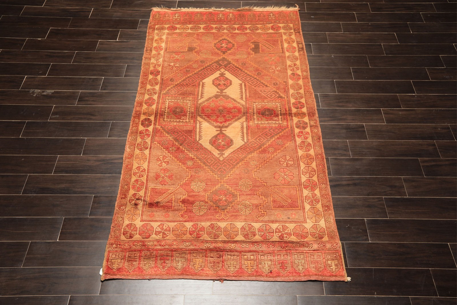 4’4”x8 Hand Knotted Wool Rust Antique Turkish Oushak Medallion Silky Sheen Rug