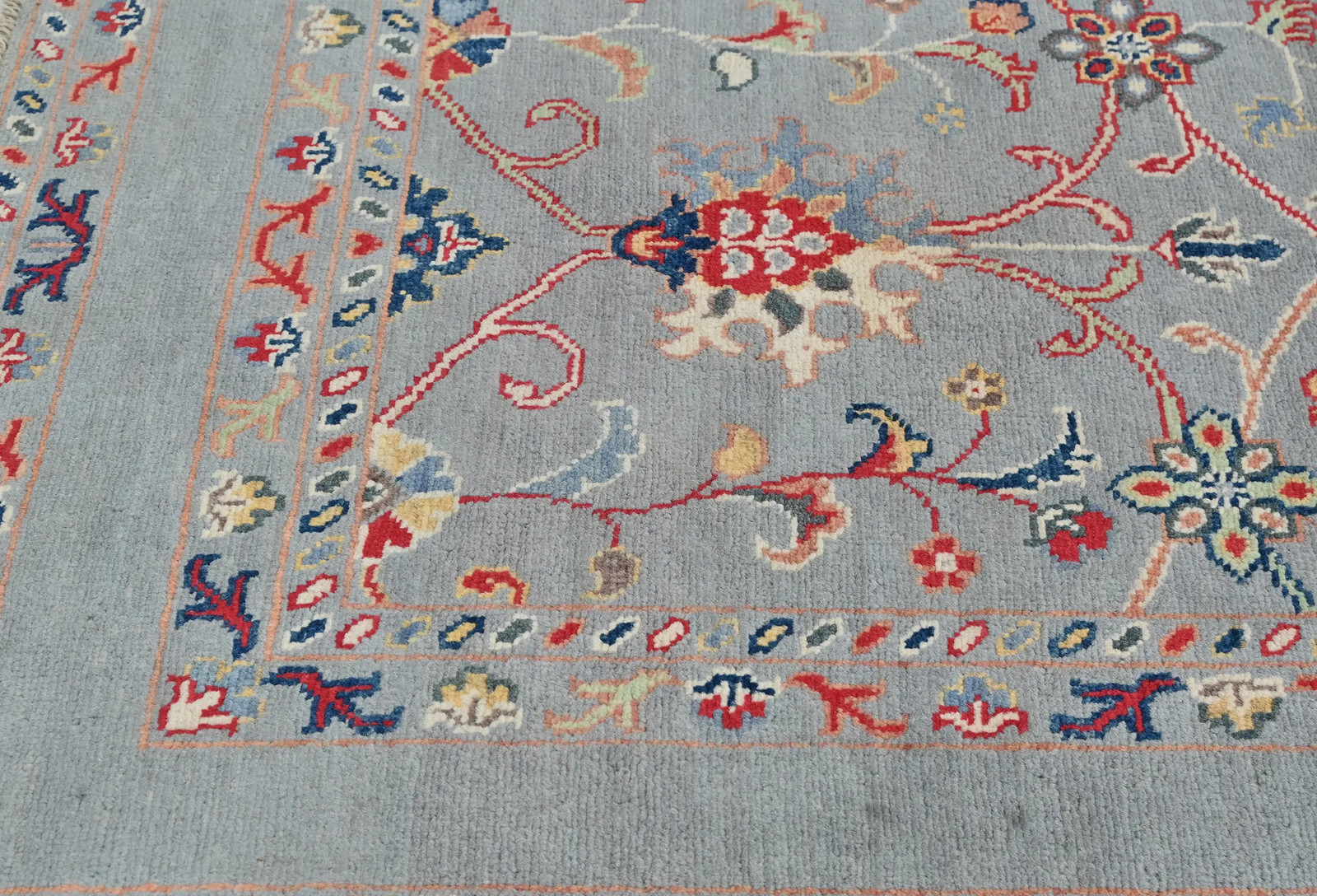Hand-Knotted Gray Kazak Rug 3X5 ft Pakistan Floral Modern Design Oriental Carpet