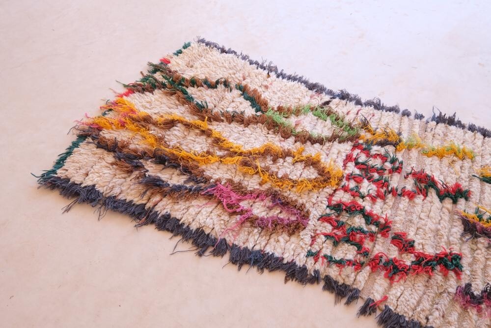 Vintage Azilal Moroccan Rug – 5.9×1.9 ft – Hand-Knotted Wool & Cotton