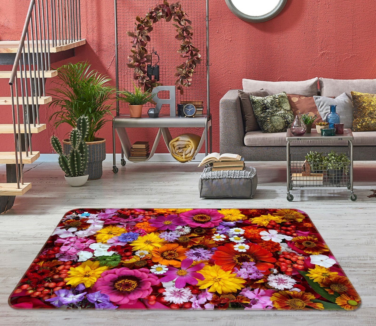 3D Bright Flowers And Fruits ZHUA1092 Game Non Slip Rug Mat Photo Carpet Amy