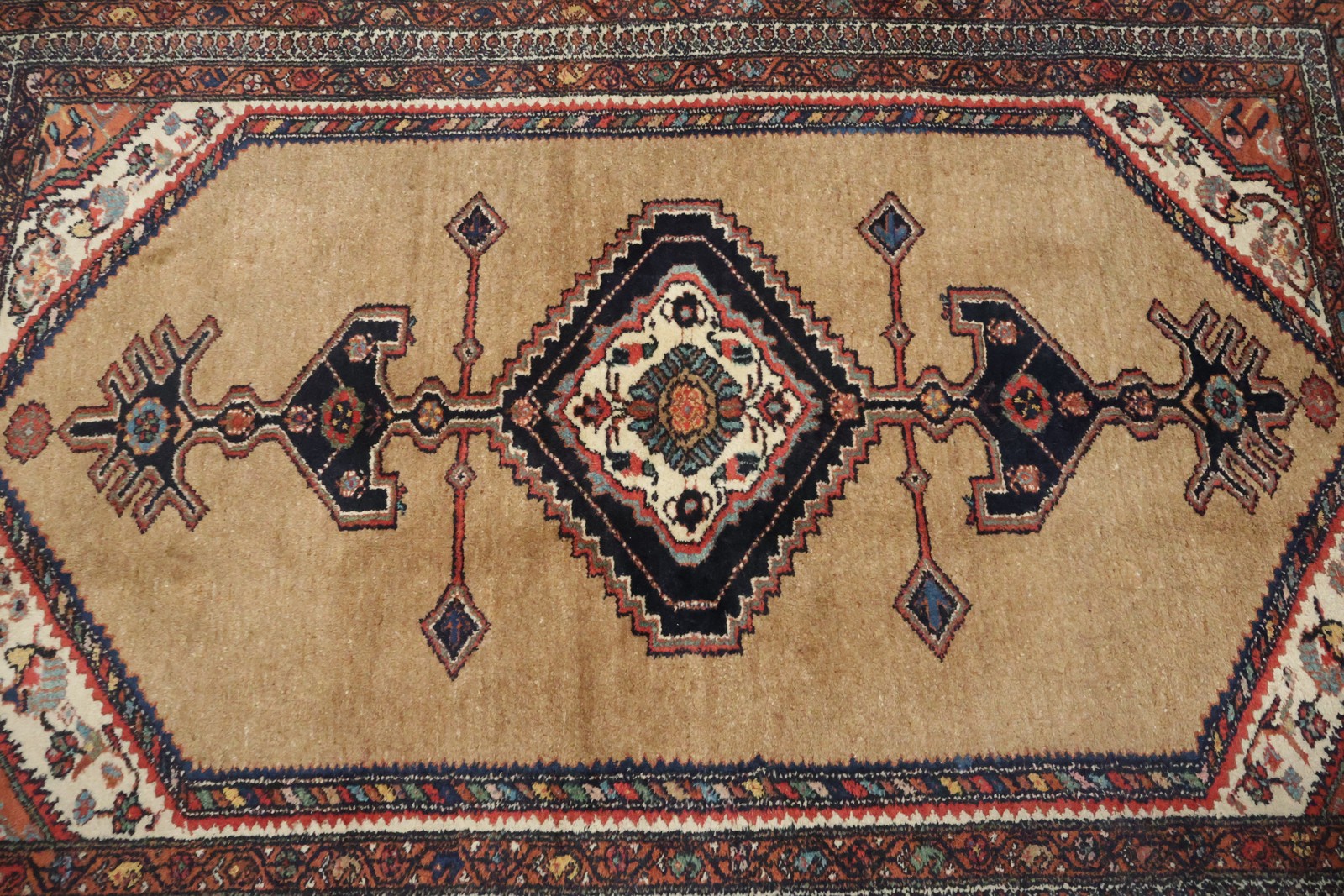 Geometric Wool Area Rug 4×7 Ft Hand-Knotted Tribal Oriental Carpet Accent Rug