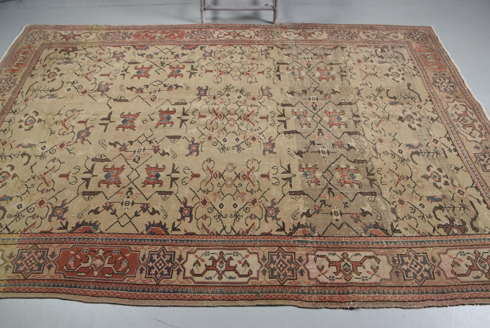 6,2×9 ft Turkish Rug, Large Vintage Rug, Brown Abstract Rug