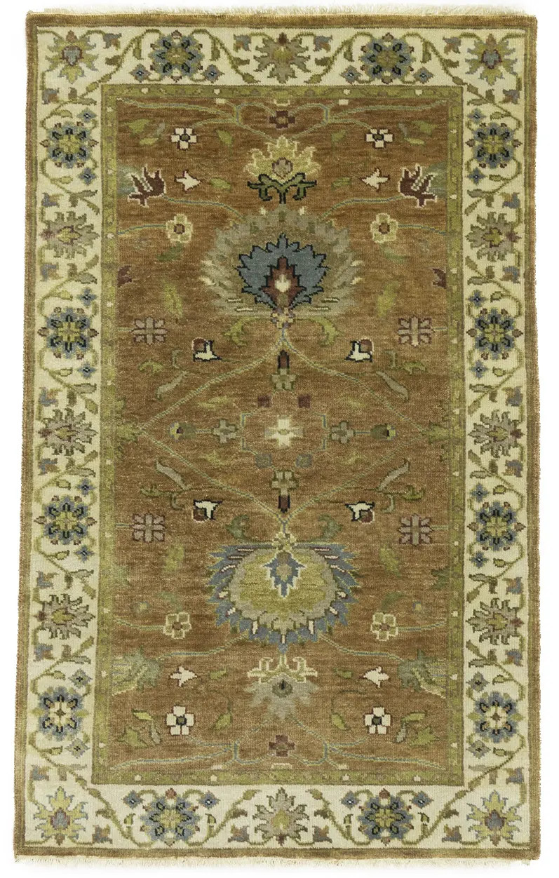 Handmade Rust Orange Floral Oushak Chobi Rug Entryway Oriental Carpet 3X5 ft
