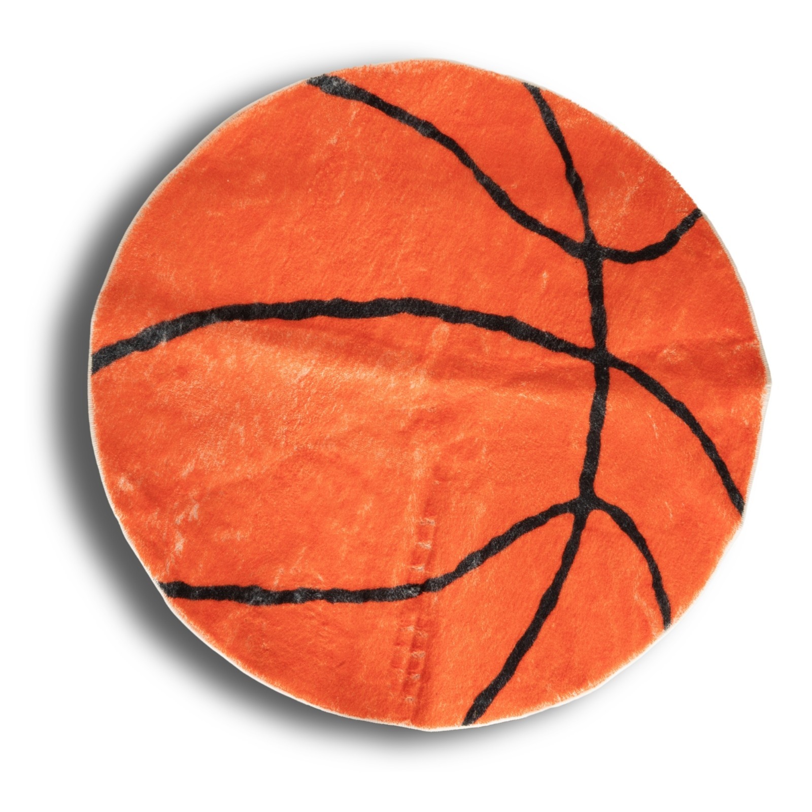 Basketball Round Area Rug 31″ Soft Plush Orange Sports Theme Floor Mat Decor