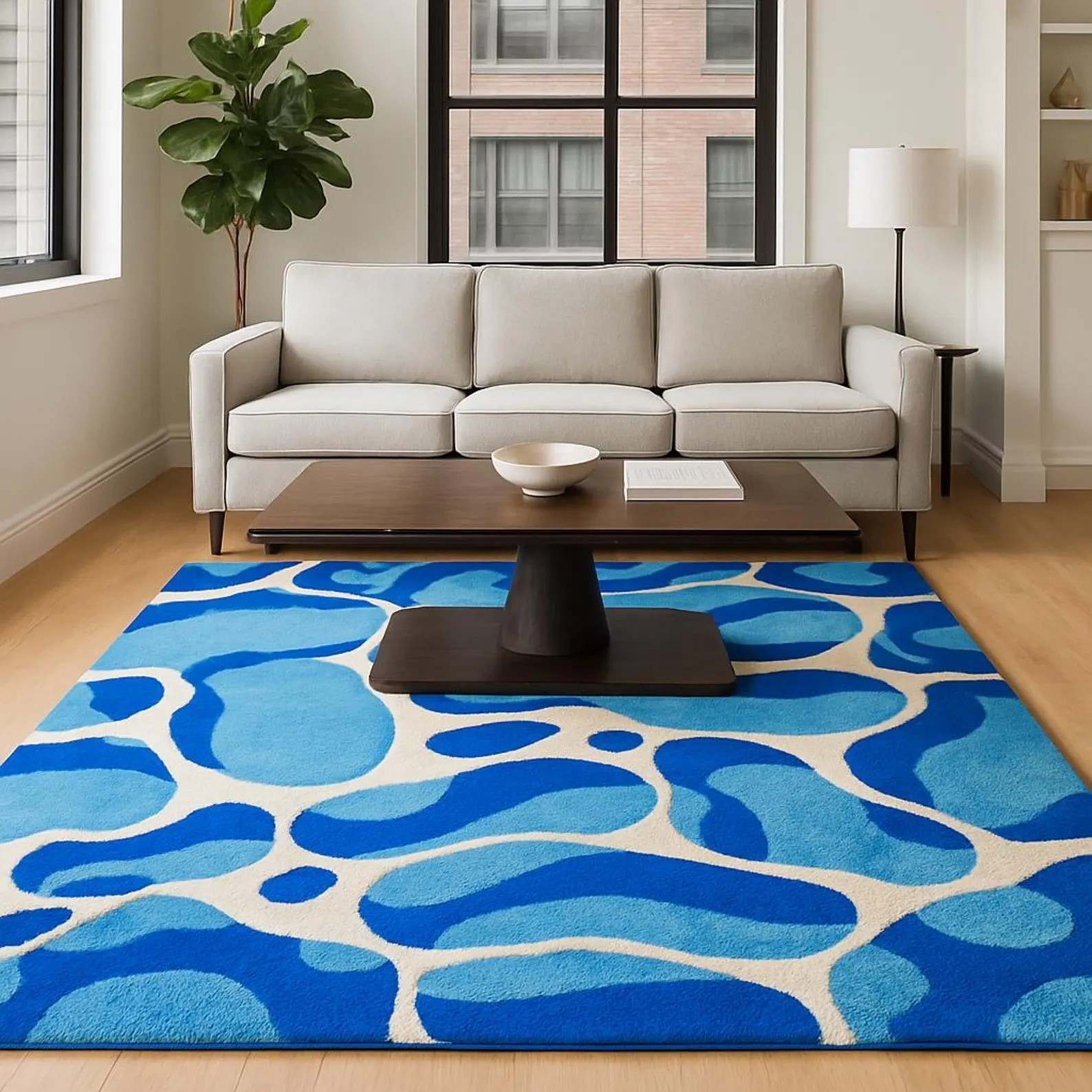 Hand Tufted Wool Modern Abstract Geometric Carpet – Soft Wool Floor Area Rug –