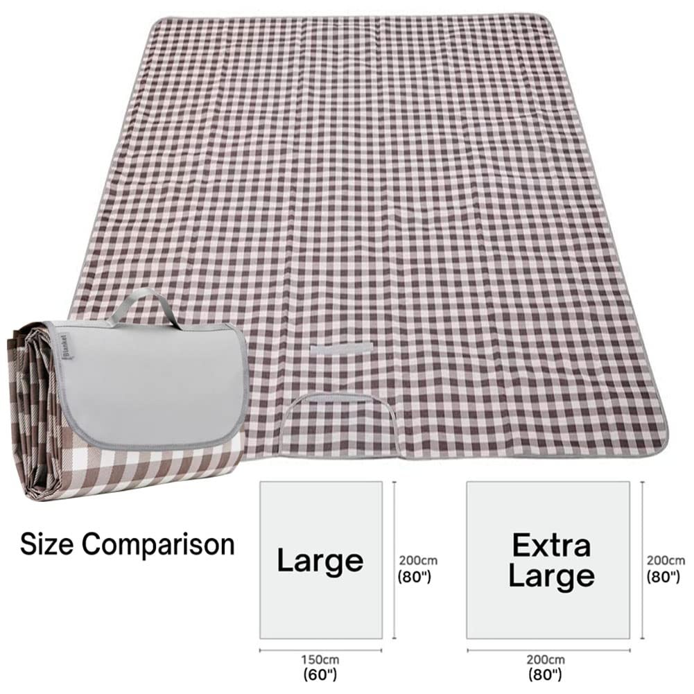 LRUUIDDE Extra Large Picnic Blanket Beach Blankets, Outdoor 5′ x 6’8″, Brown