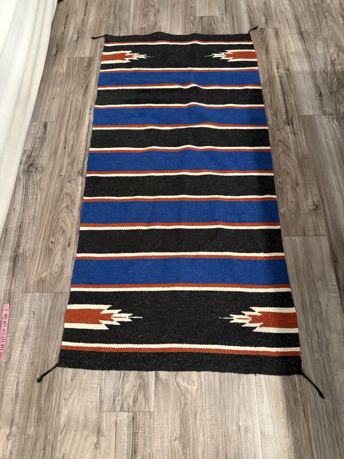 Vtg Southwestern Warm Wool Horse Blanket Area Rug Wall Hanging 64X30 Equestrian