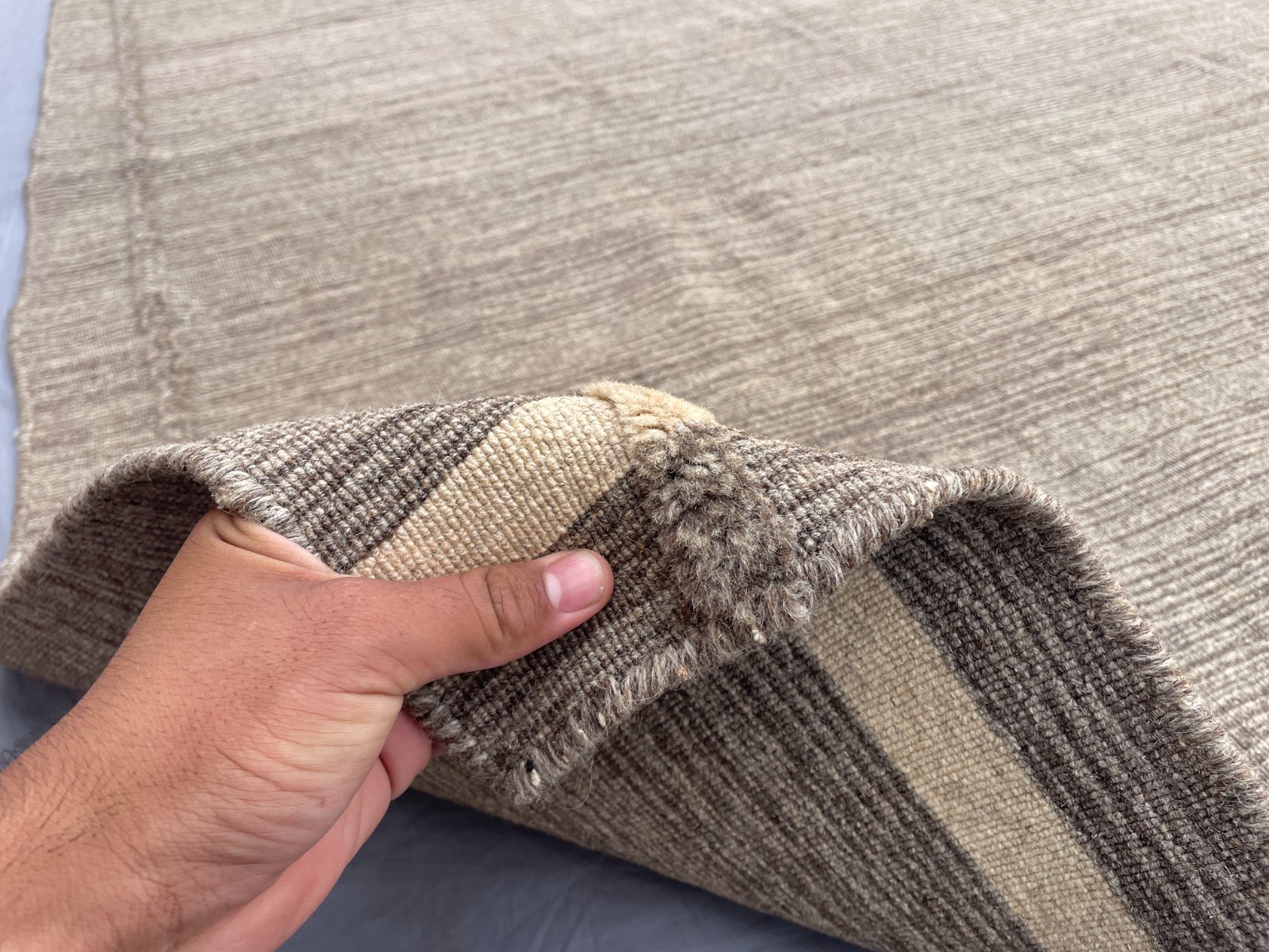 5×7 Minimalist Afghan Kilim Rug Handwoven Natural Wool Neutral Flatweave Modern