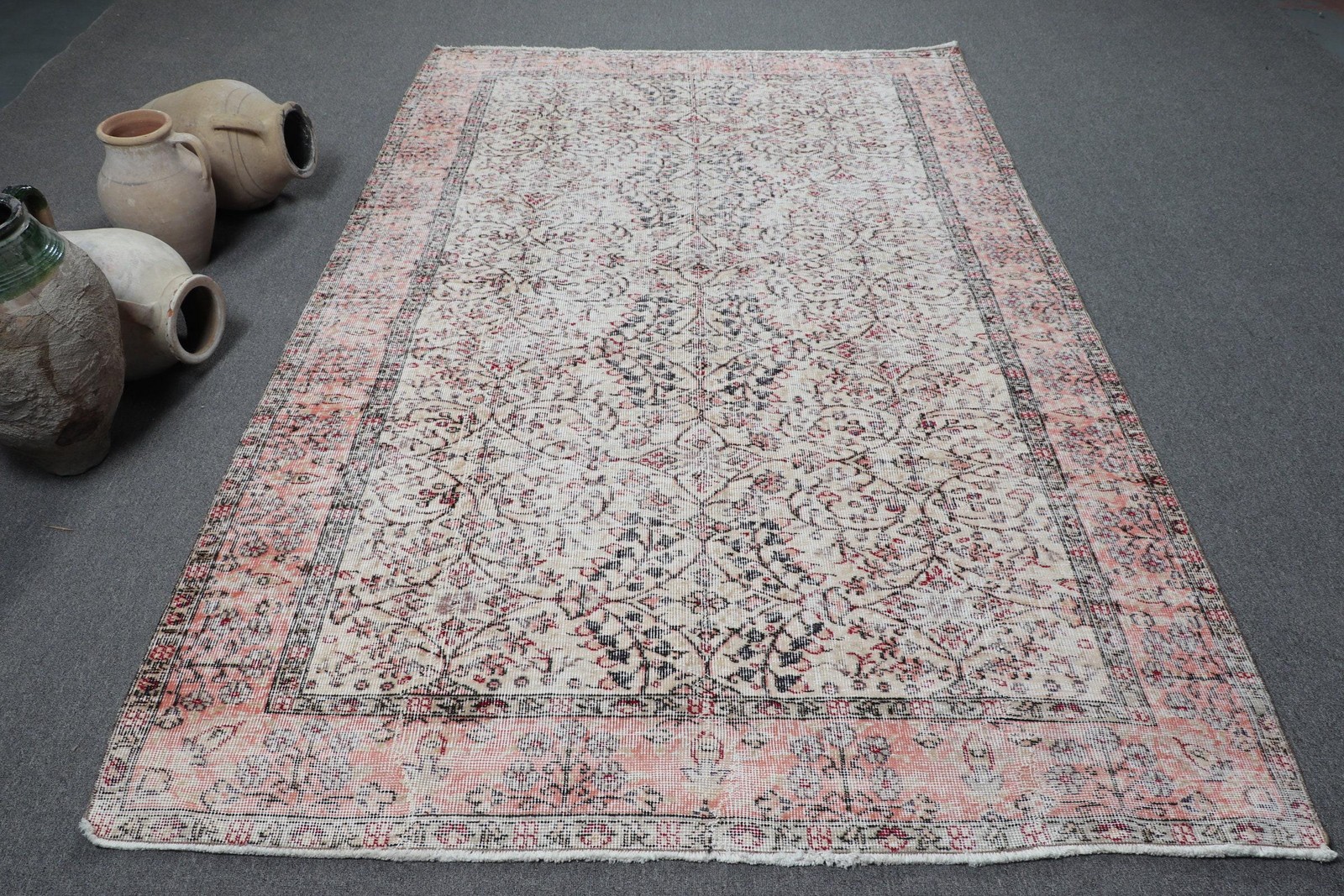 Turkish Vintage Large Rug 5,4×8,6 ft, Rug Red Wool Rug