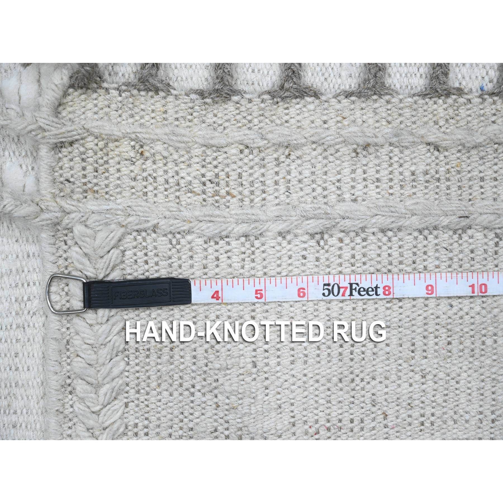 9’x12’6″ Polar Bear White Hand Knotted Moroccan Weave Wool Oriental Rug R89195