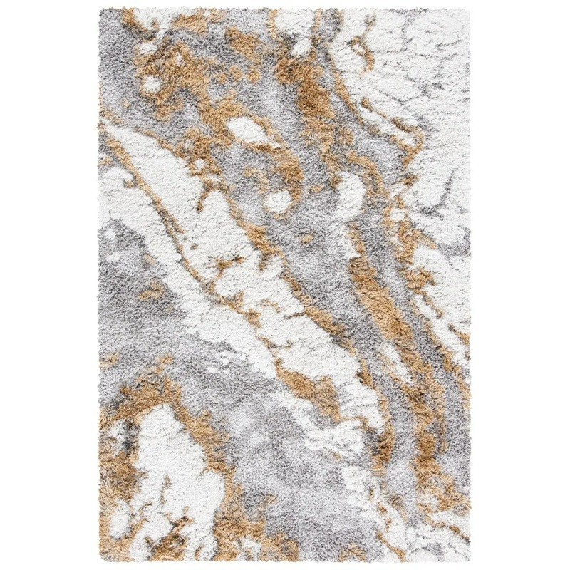 8×10 Shag Area Rug Abstract Neutral Plush Soft Modern Living Room Carpet Accent
