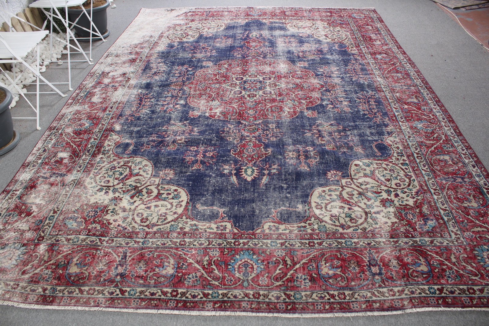 8,3×11,5 ft Rug, Turkish Vintage Oversize Rug, Red Wool Rug