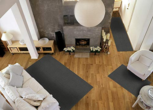 Town Square Cinder Gray 3 Piece Stain Resistant Area Rug Set (5’x7′, 3’x4′,
