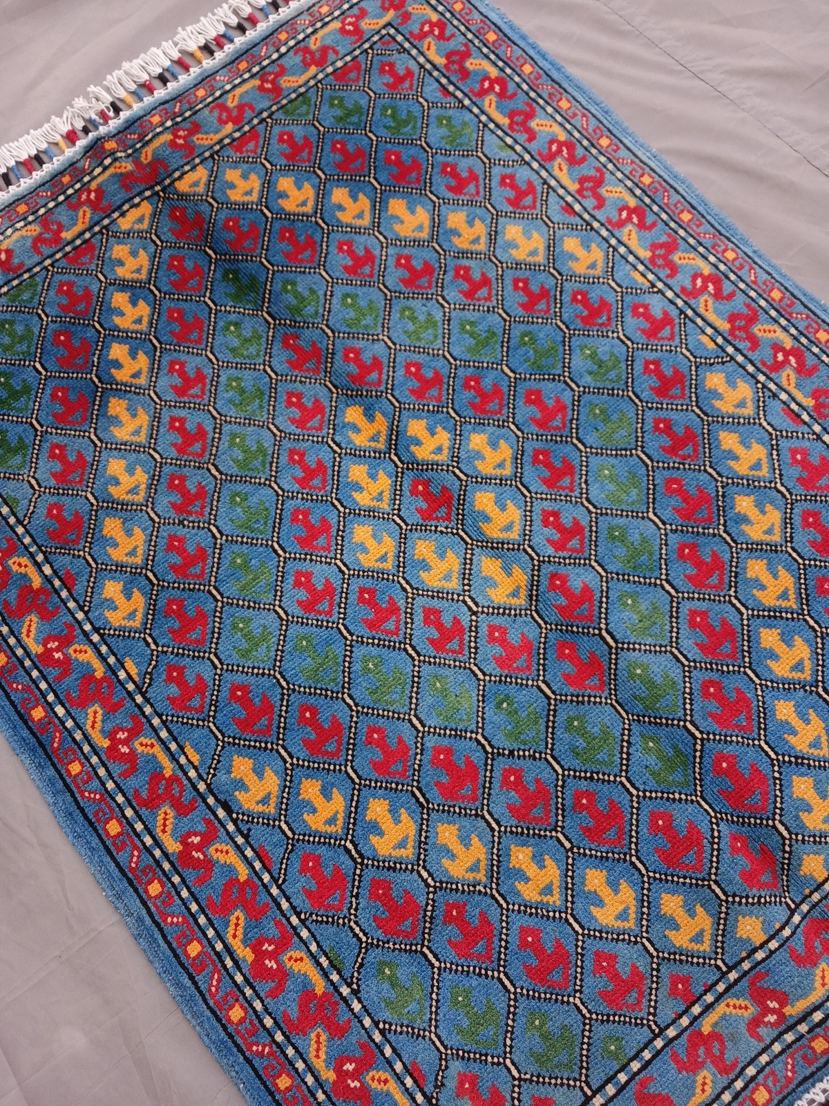 Vintage Afghan Hand Knotted War Rug | Pictorial Military Design | Tribal Carpet
