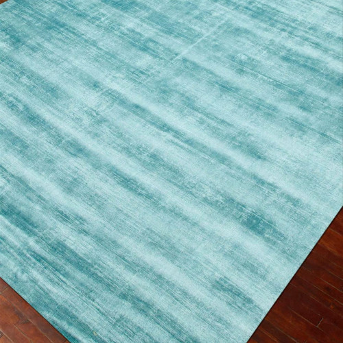 Blue Tone Hand-Woven Viscose Rugs Ultra-Chick Handmade Carpets for Dining Room