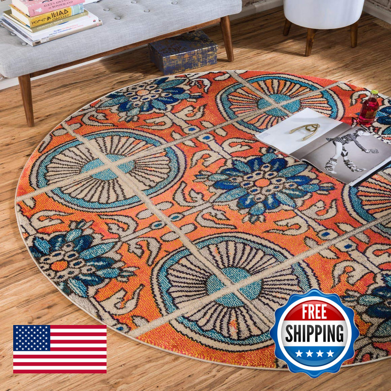 Unique Loom Estrella Collection Floral Geometric Vibrant Modern Abstract Area