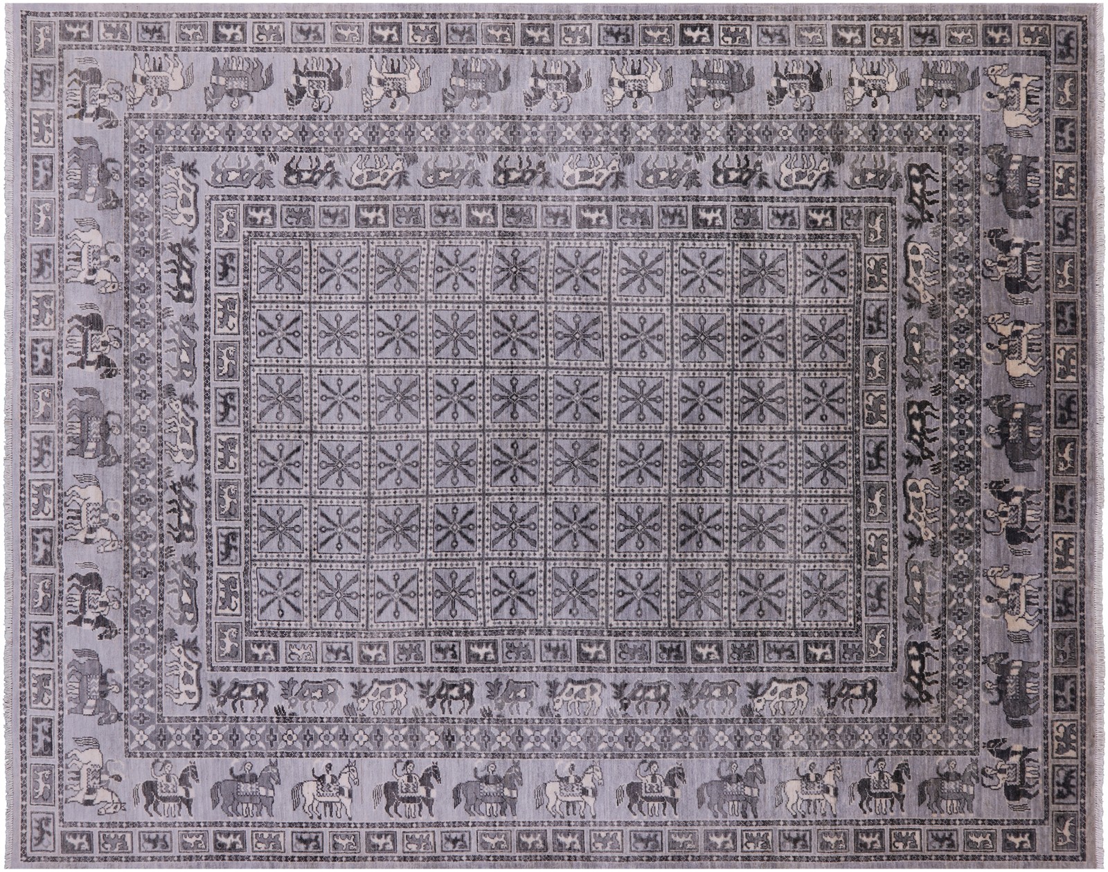7′ 11″ X 9′ 11″ Handmade Pazyryk Historical Design Wool Rug – Q14586