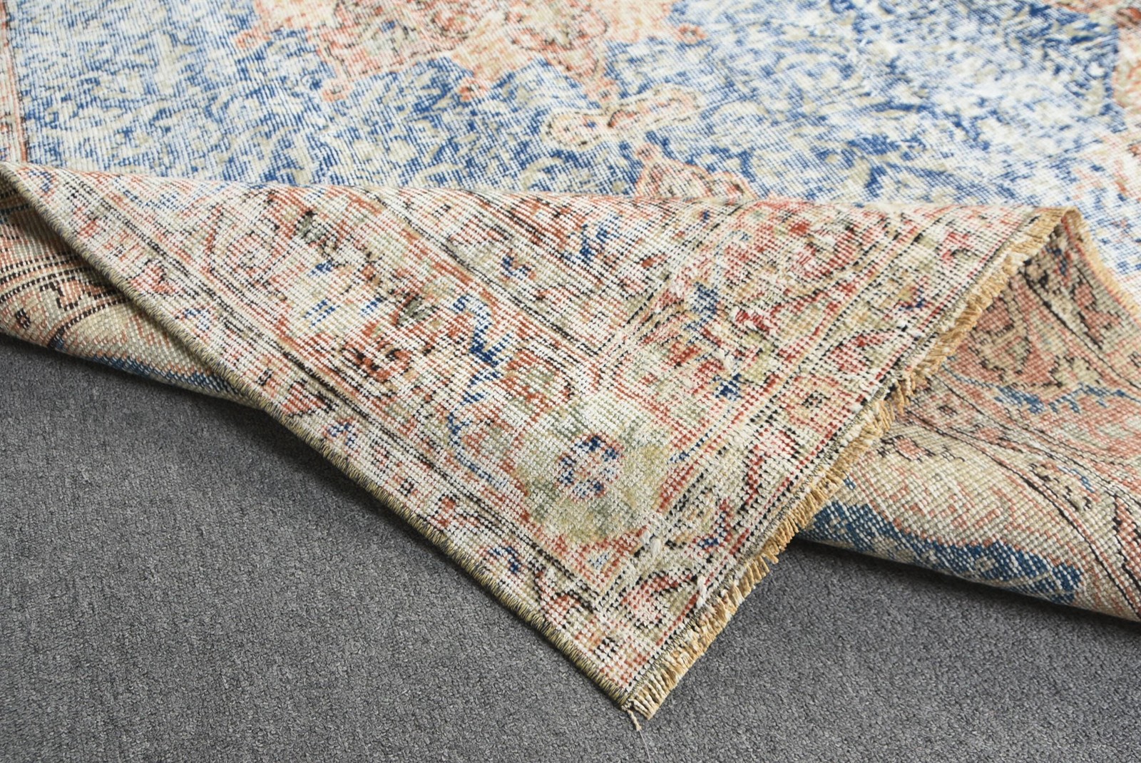 Vintage Turkish Rug 5×8,2 ft (151×249 cm), Blue Ikat Rug