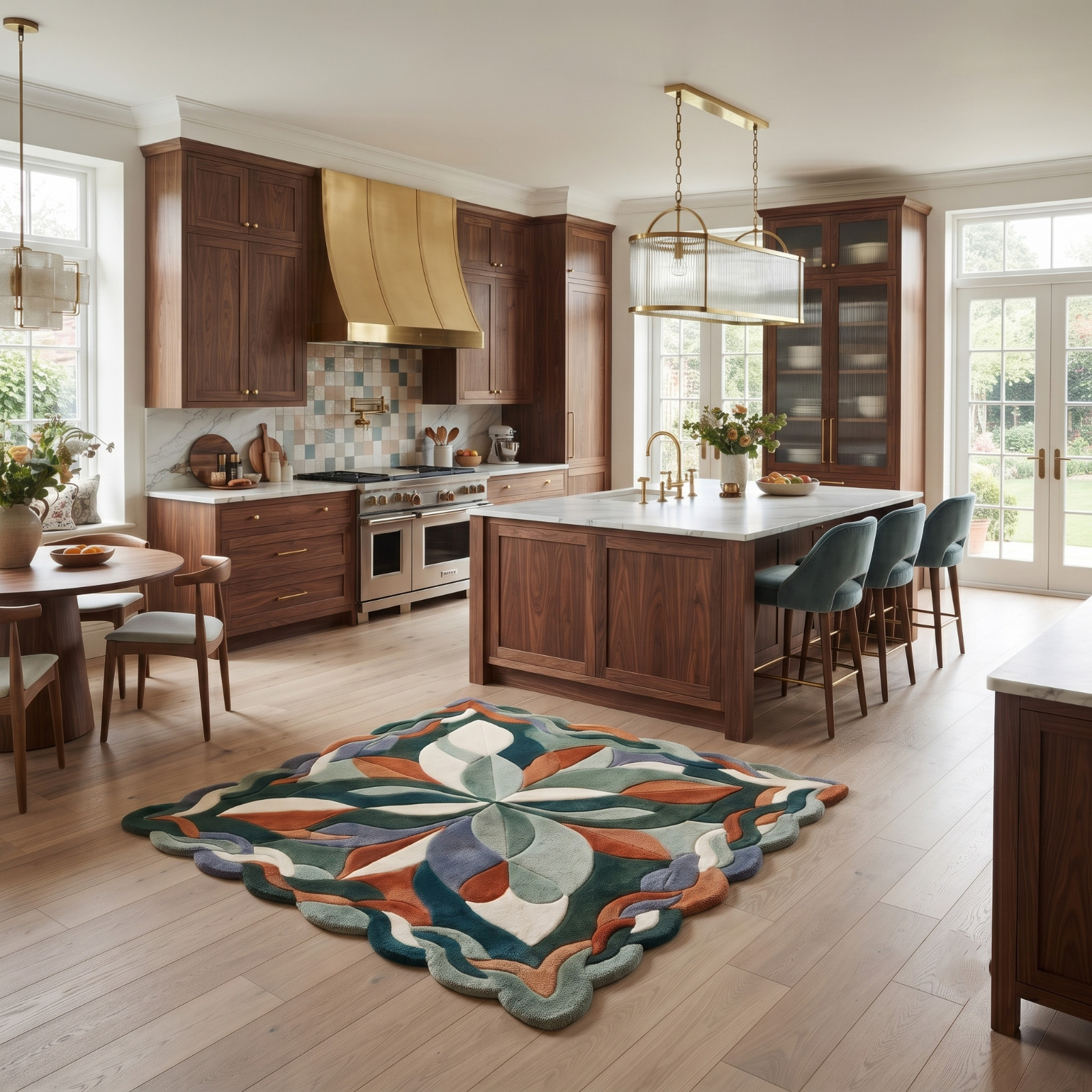 9×12 Hand Tufted Wool Area Rug Floral Medallion Multicolor Living Room Carpet