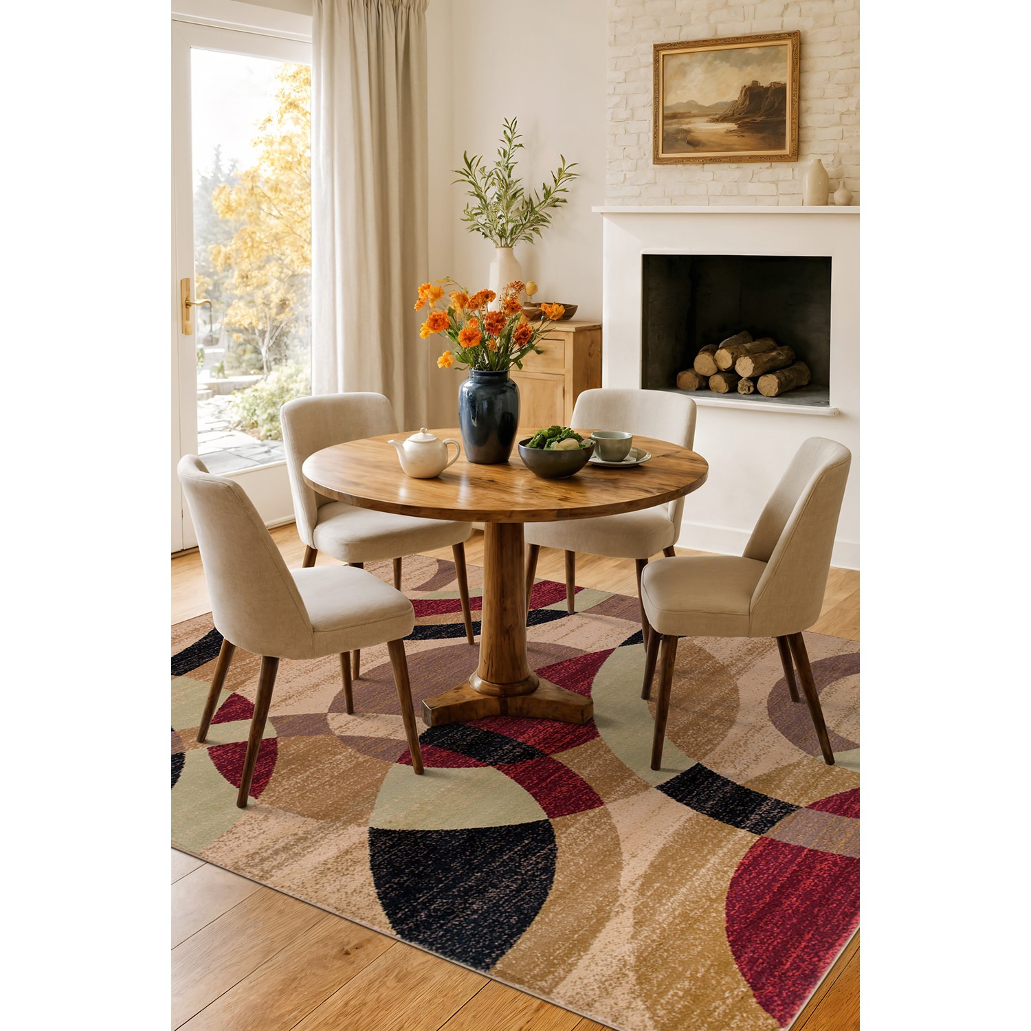 Rugshop Area Rug Modern Geometric Circles Rug Rugs for Living Room Jute Rugs 5×7