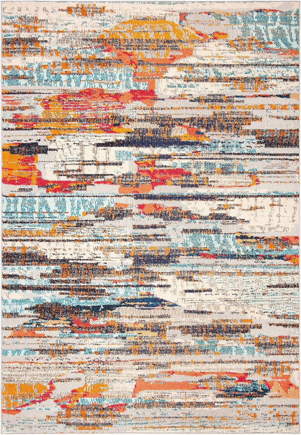 Madision 6′ x 9′ Area Rug – Ivory & Multi, Boho Abstract, Easy Care