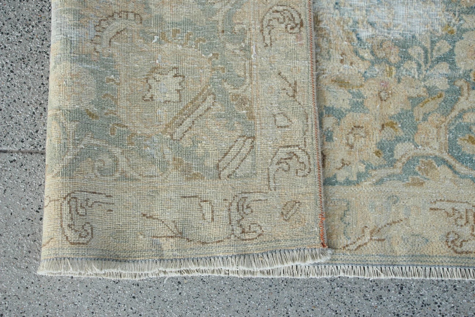 Vintage Rug, 9,5×13,3 ft Turkish Rug, White Blue Southwestern Wool Rug