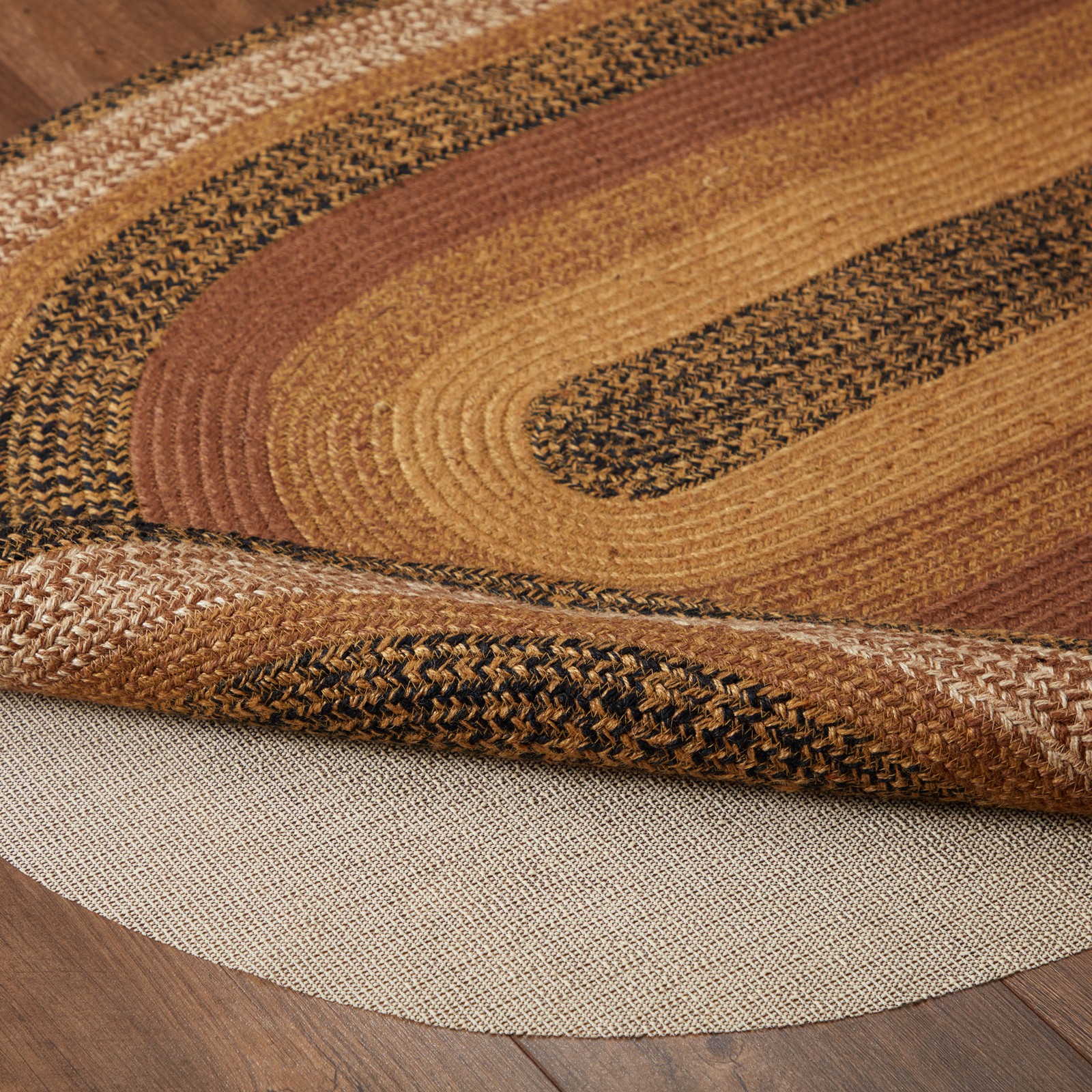 Accent Rug Kettle Grove Jute Primitive 36×60 Oval No Slip Pad Floor VHC Brands