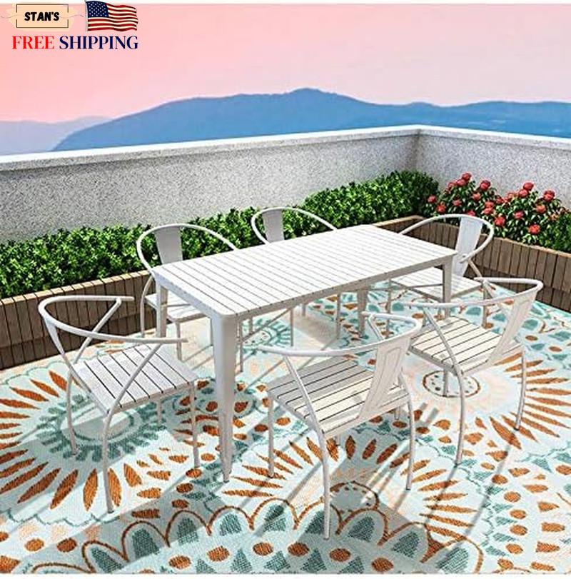 Reversible Outdoor/Indoor Plastic Straw Rugs Waterproof Portable Mat Easy to Cle