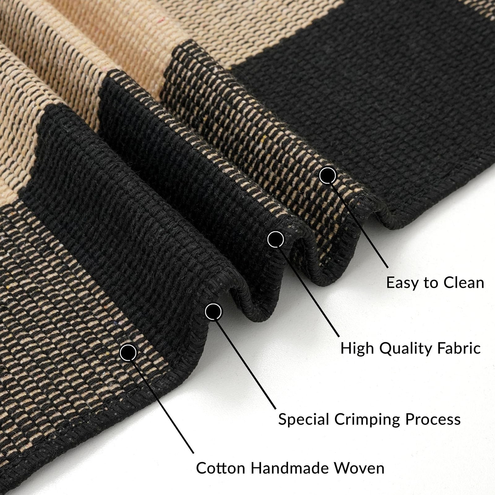 2×3 Buffalo Plaid Rug, Washable Outdoor Door Mat, Tan Black