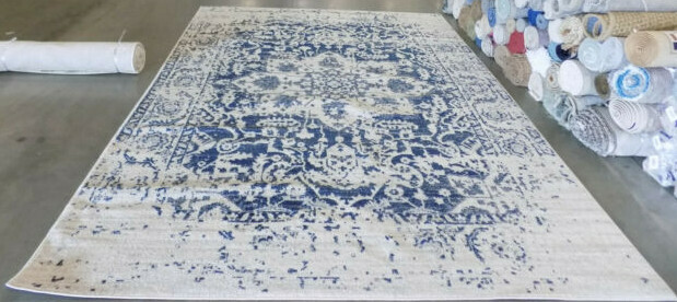CREAM / NAVY 9′ X 12′ Stained Rug Reduced Price 1172584680 MAD603D-9