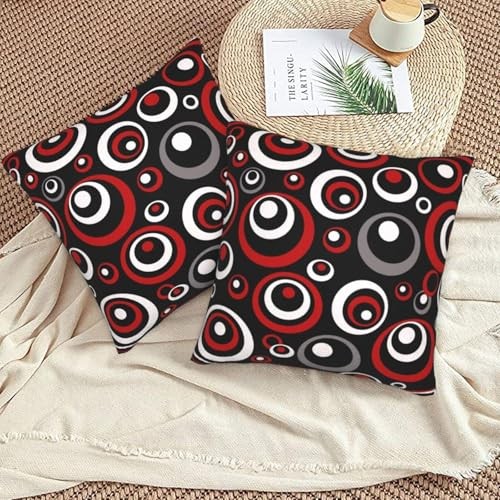 Red and Black Circular Pattern 18″ x 18″ (Pack of 2) Circles-red-white-black