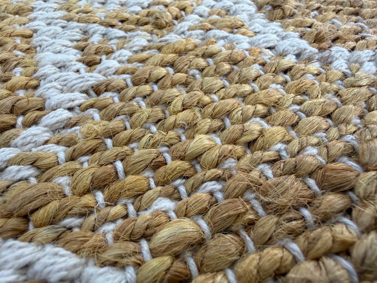 Jute Cotton Hand Woven Area Rug Golden Natural Traditional Scandinavian Kilim