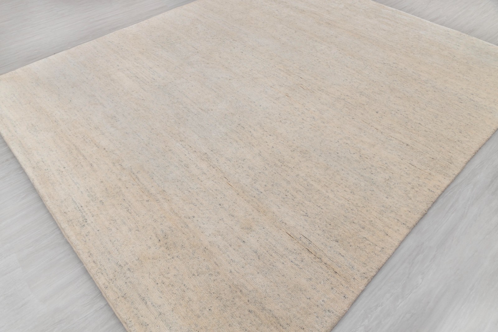 8×10 Ivory Cream Berber Shang Beniourain Pulse Wool and Viscose Hand Knotted Rug