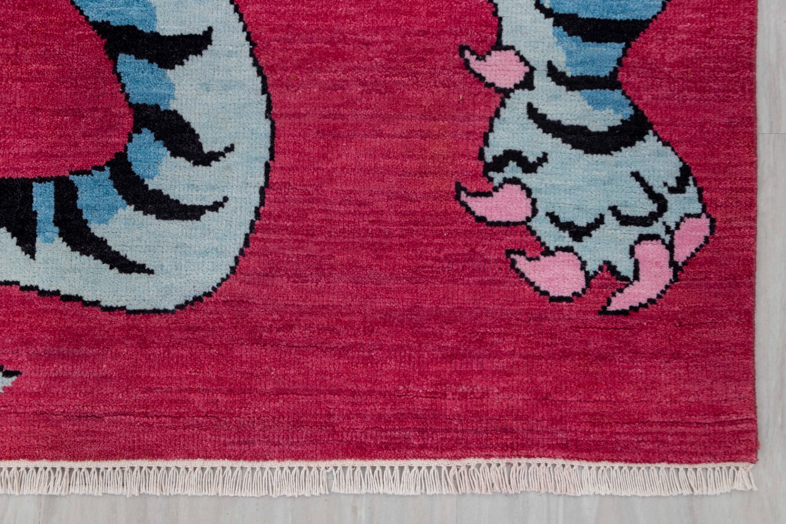 5×7 Blue Pink Tibetan Tiger Soft Quality Wool Hand Knotted Children’s Room Rug