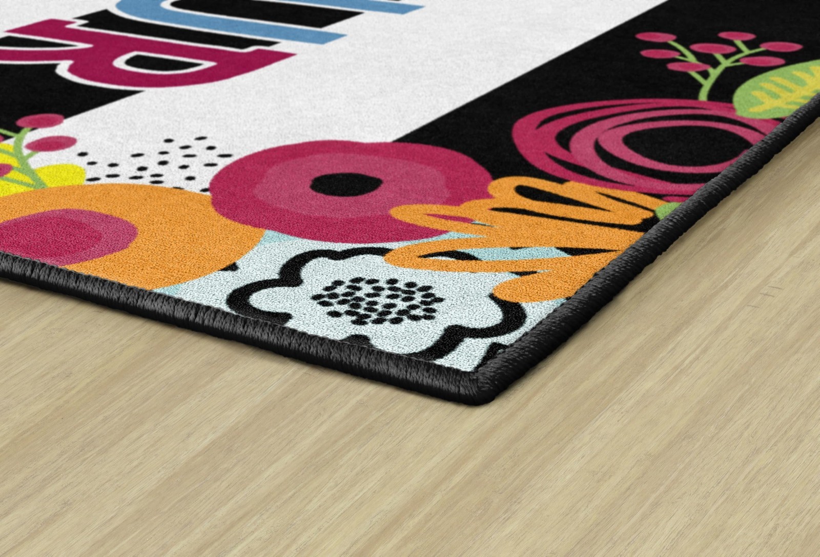 Flagship Carpets This Is Our Happy Place Classroom Rug 5′ x 7’6″ Educational