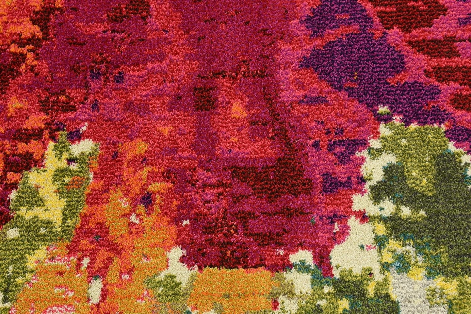 Estrella Round Area Rug – Colorful Abstract Floral Design (6′ x 6′, Multi/Pink)
