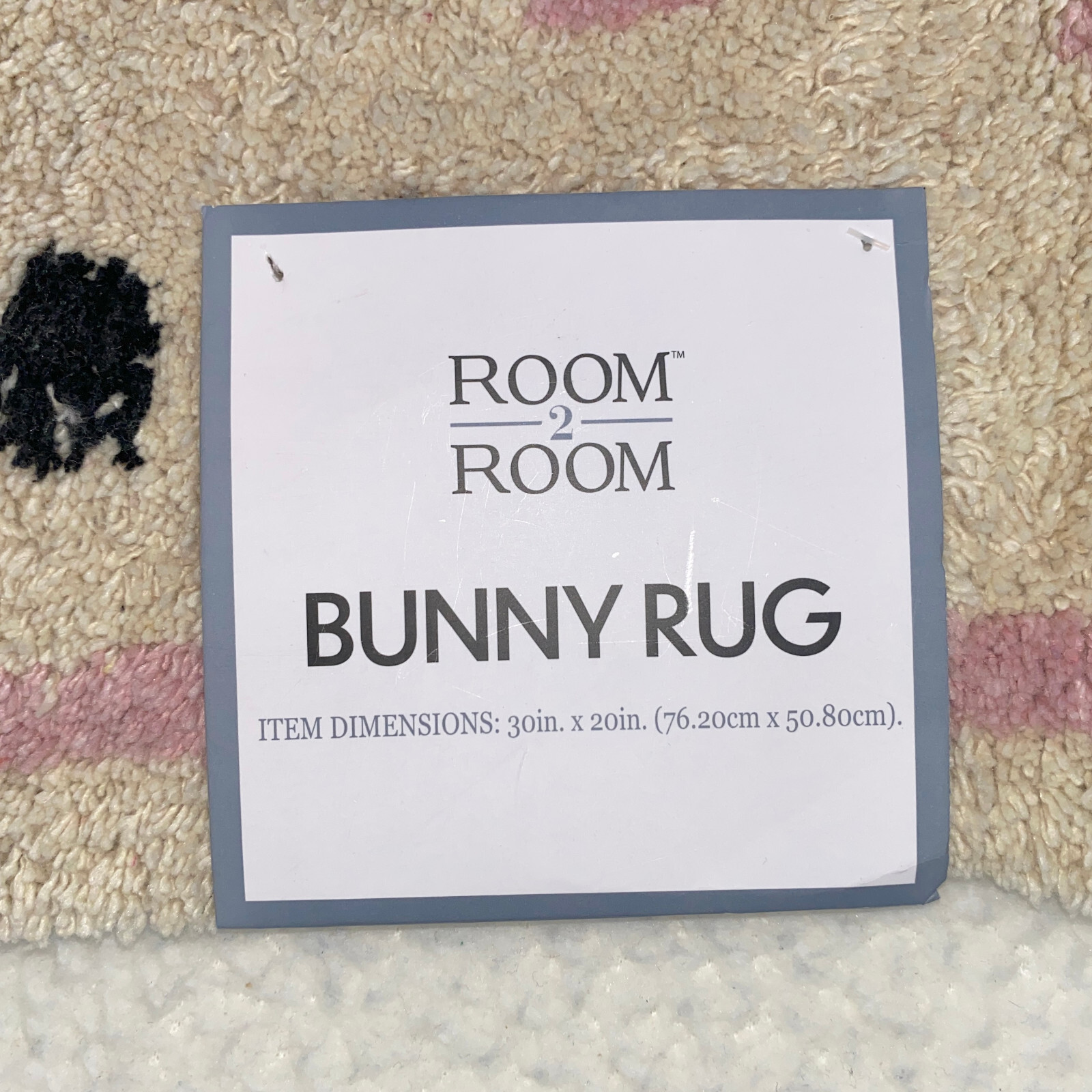 Easter Bunny Rug Bath Mat Pink Orange Ivory Shag Cotton Blend 30×20 Room2Room