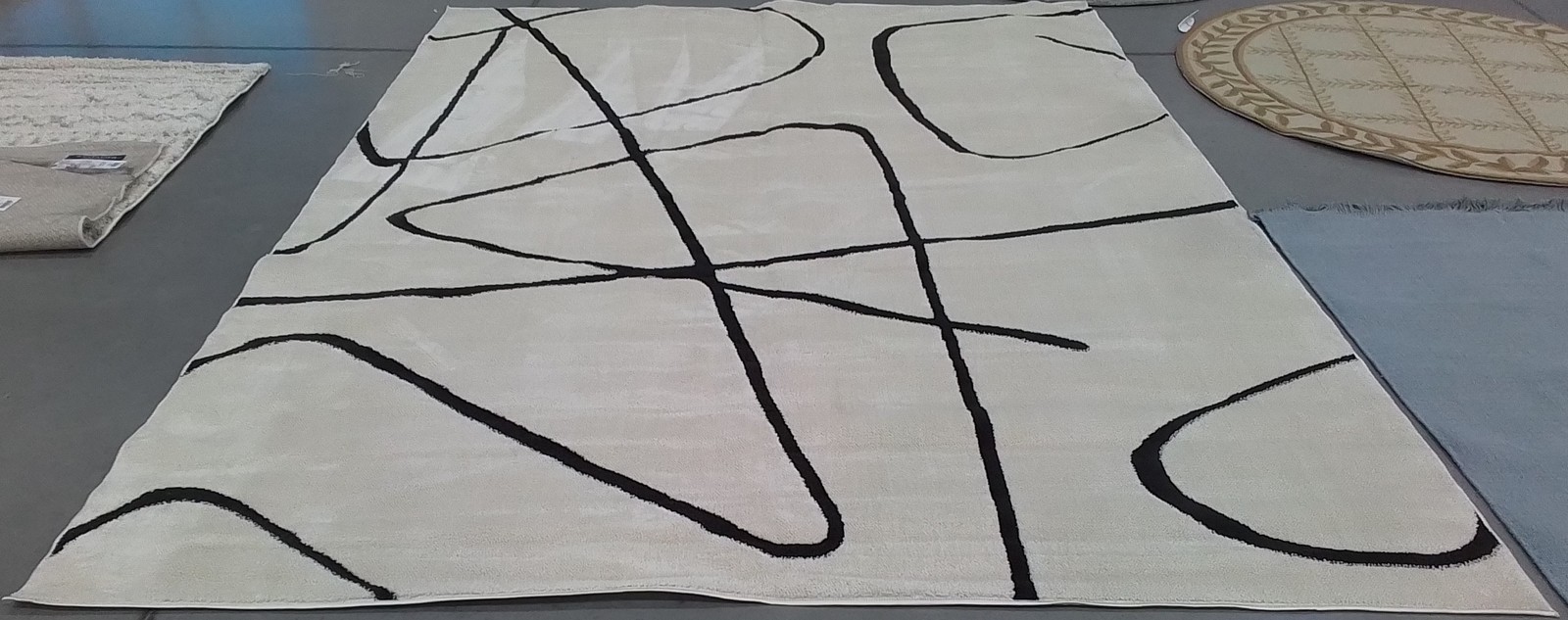 IVORY / BLACK 9′-0″ x 12′-0″ Back Stain Rug, Reduced Price 1172808008 MEL120A-9