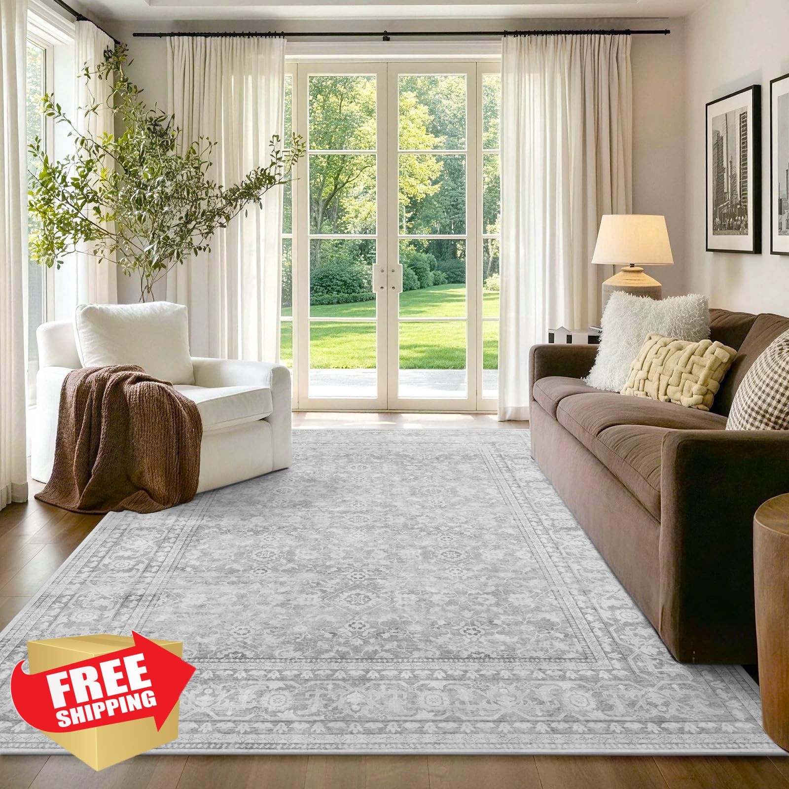LòutiRoot Home Rug 4′ x 6′ F02 Grey