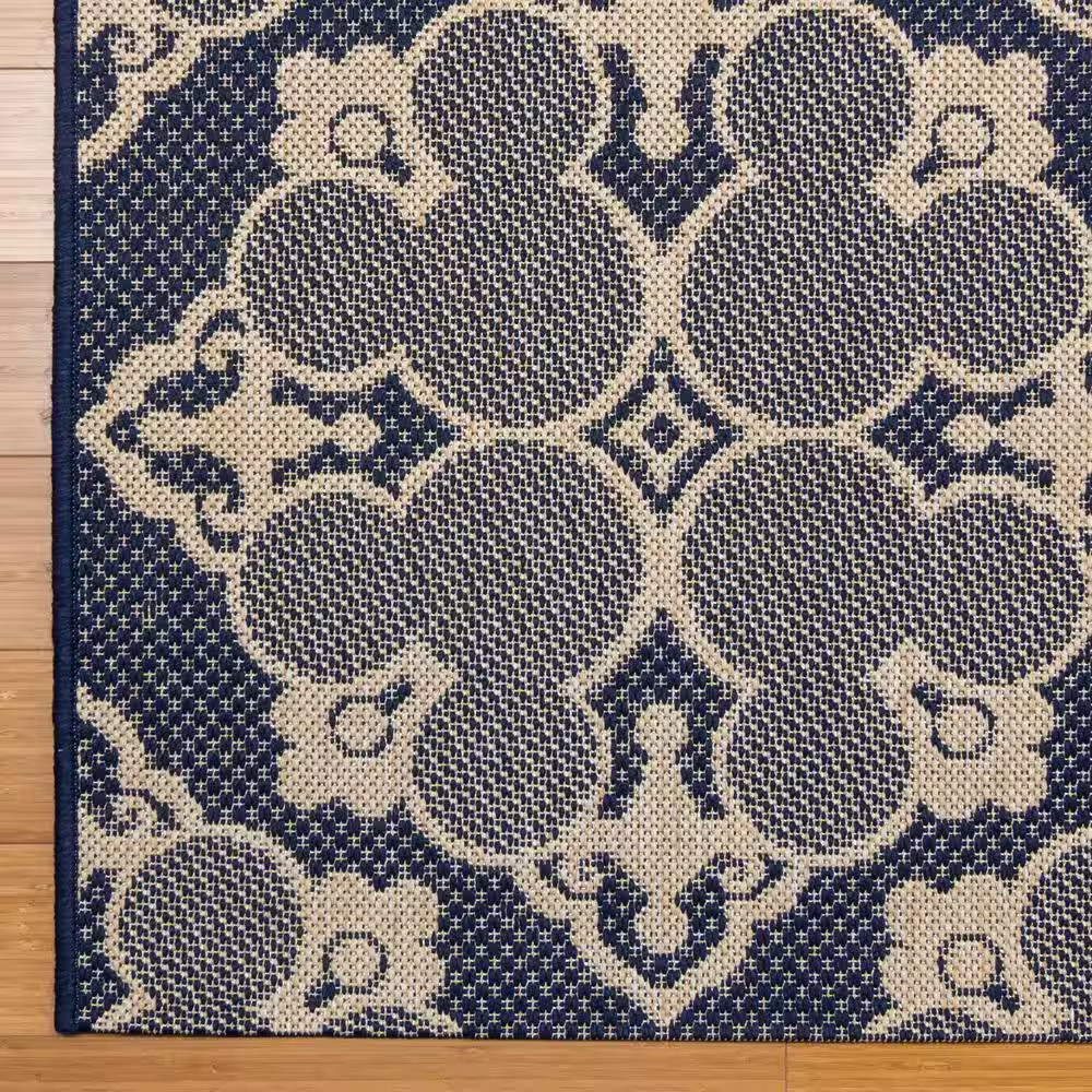 Mickey Mouse Navy/Grain 5 Ft. X 7 Ft. Medallion Indoor/Outdoor Area Rug Free Shi